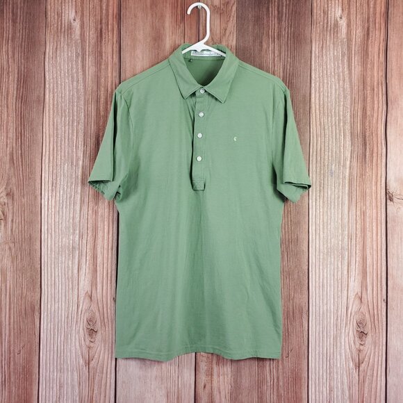 Criquet Slim Fit Mens Large Green Short Sleeve Golf Polo Shirt Green Stretch - Picture 1 of 9